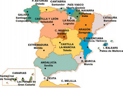 Mapa de Comunidades Autónomas de España