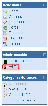 Página de edición de información personal Página de edición de información personal